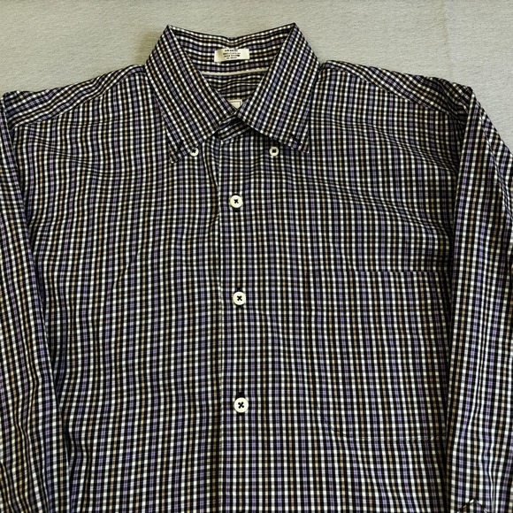 Peter Millar Shirt Mens Medium M Blue Plaid Button Down Long Sleeve 100% Cotton - Picture 2 of 8